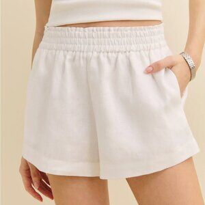 Reformation Mila White Linen Shorts